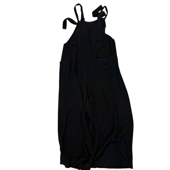 Natural Life Black Wide Leg Jumpsuit Women Medium Linen Blend Boho Festival - Picture 2 of 8